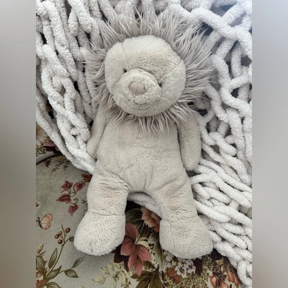 Pottery Barn Kids Lion Plush Stuffed Animal Neutral Tan Lion Toy